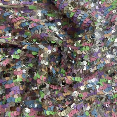 Glitzy Sequins Embroidery Design 95% P 5% SP Colorful Sequin Fabric For Dress